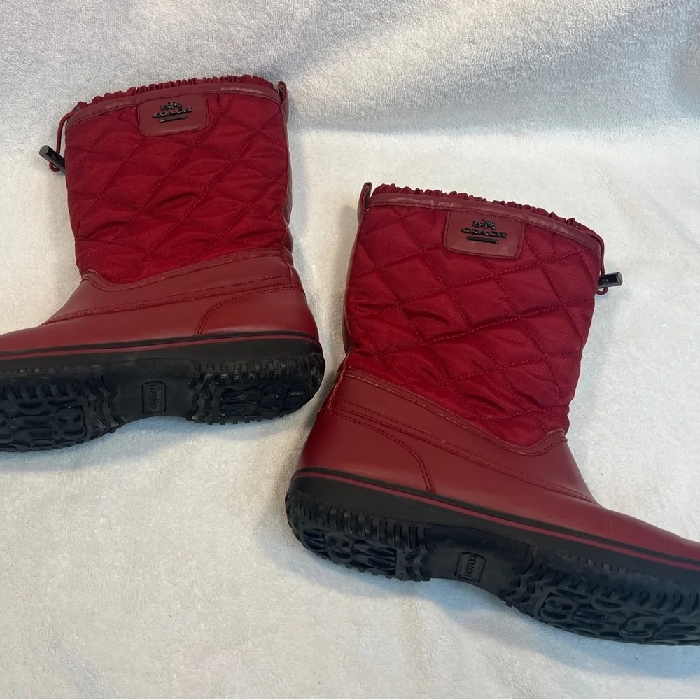 Coach Red Quilted Boots - Picture 4 of 7